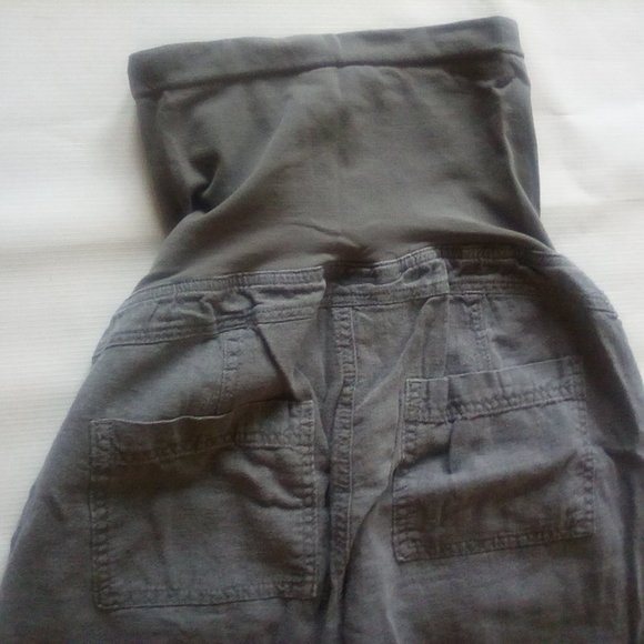MATERNITY CAPRIS FULL PANEL BUTTON CUFFED GRAY - Picture 4 of 6